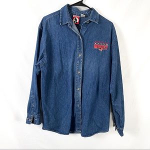 Vintage Mickey Mouse Denim Button Down size L